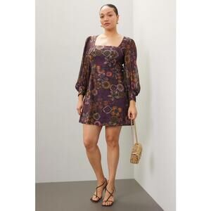 Slate & Willow Multicolor Dark Florals Mini Dress Size 2 with Fabric Pull